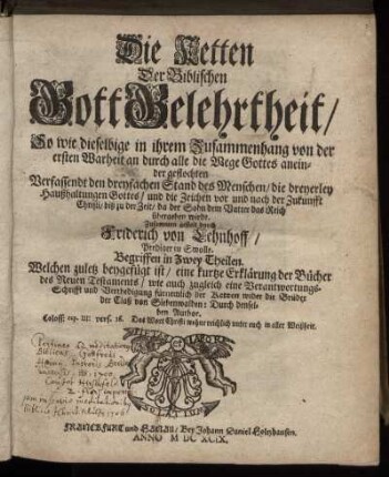 [1]: Die Ketten Der Biblischen GottGelehrtheit. [1]