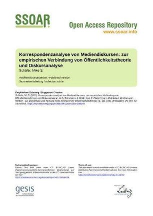 Korrespondenzanalyse von Mediendiskursen: zur empirischen Verbindung von Öffentlichkeitstheorie und Diskursanalyse