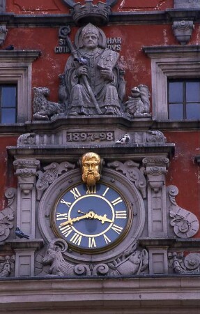 Gotha - Uhr am Rathaus : Uhr am Rathaus. Aufgenommen in Gotha, ca. 1993