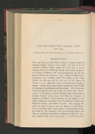 Letters from the Nizam's Camp, 1791-1794.