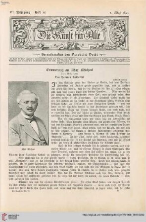 Erinnerungen an Max Michael: gestorben 24. März 1891