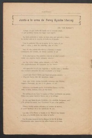 Junto a la urna de Percy Bysshe Shelley