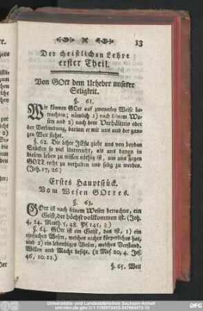 Erstes Hauptstück. Vom Wesen Gottes.