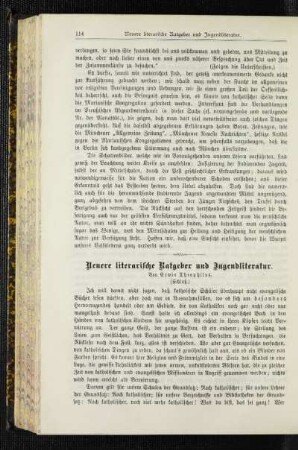 Neuere literarische Ratgeber und Jugendliteratur : (Schluß)
