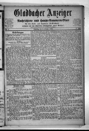 Gladbacher Anzeiger. 1889-1890