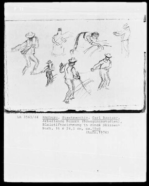 Zeichnungen aus verschiedenen Skizzenbüchern — Arbeitende Bauern, Bewegungsstudien