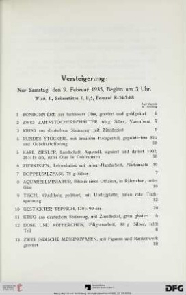 Samstag, den 9. Februar 1935, Beginn um 3 Uhr (Nr. 1-317)