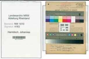 Entnazifizierung Johannes Hambloch , geb. 02.02.1895 (Rechnungspruefer)