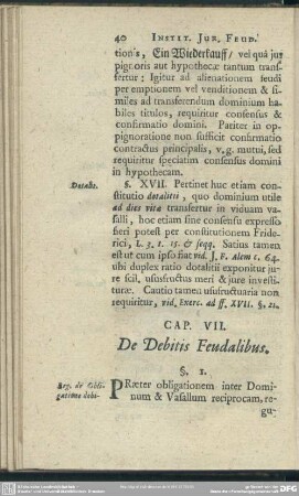 Cap. VII. De Debitis Feudalibus