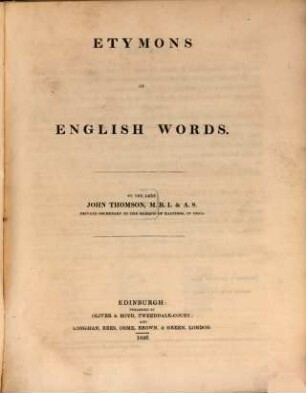 Etymons of english words