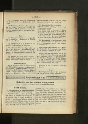 Nachrichten aus den deutschen Schutzgebieten.