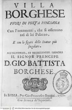 Villa Borghese fuori di Porta Pinciana