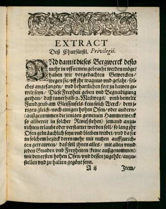 Extract Deß Churfürstl. Privilegii.