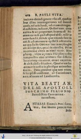 Vita beati Andreae Apostoli.