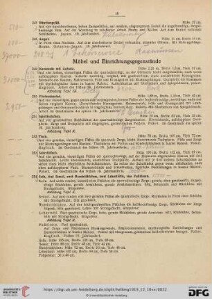 Möbel und Einrichtungsgegenstände (Nr. 249-267)