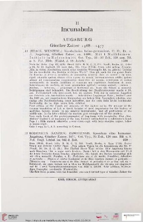 Incunabula (Nr. 11 - 175)