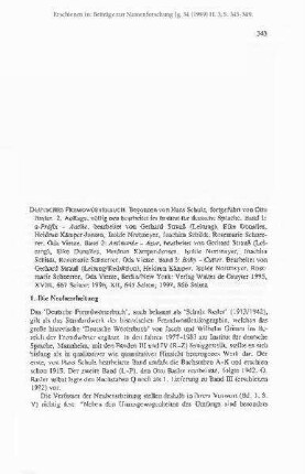 Rezension von: Deutsches Fremdwörterbuch. 2. A., völlig neu bearbeitet im Institut für deutsche Sprache, Band 1-3