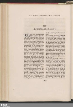 VIII Das Schönburgische Hauswappen