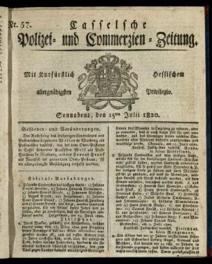 Nr. 57, Sonnabend, den 15ten Julii 1820