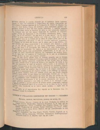 Libros y folletos recibidos en Enero y Febrero