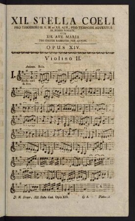 1-20, XII. Stella Coeli. Opus XIV. Violino II.