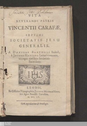 Vita Reverendi Patris Vincentii Carafæ, Septimi Societatis Jesu Generalis