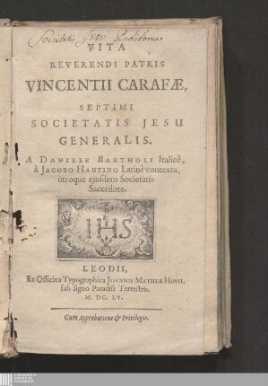 Vita Reverendi Patris Vincentii Carafæ, Septimi Societatis Jesu Generalis