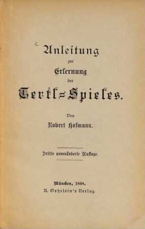 Anleitung zur Erlernung des Tertl-Spieles