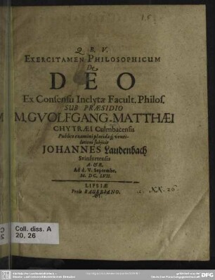 Exercitamen philosophicum de Deo