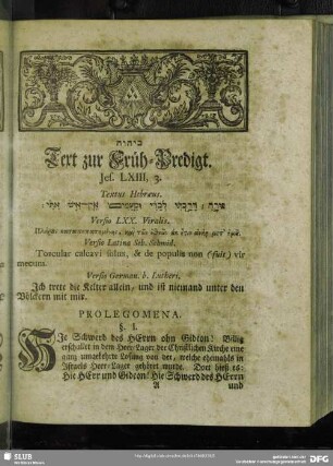 [Erklärung der Früh-Predigt, Jes. LXVIII, 3]
