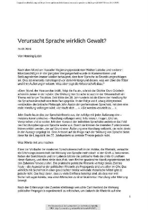 Verursacht Sprache wirklich Gewalt?