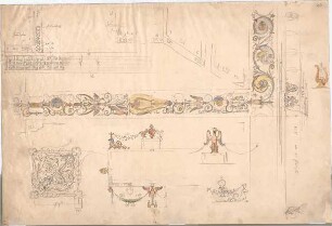Seeberger, Gustav; München; Residenz, Königsbau, Zeichnungen - Dekorationsmotive (Details)