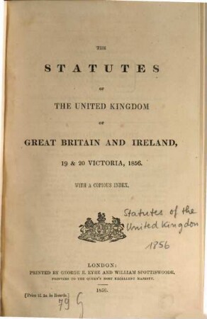 The statutes of the United Kingdom of Great Britain and Ireland. 1856