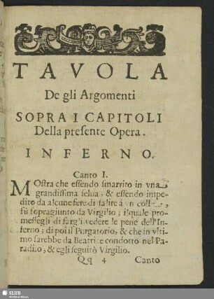 Tavola Degli Argomenti Sopra I Capitoli Della presente Opera