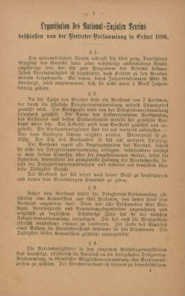 Organisation des National-Sozialen Vereins ...