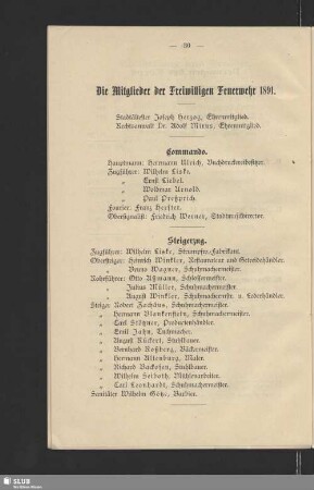 Die Mitglieder der Freiwilligen Feuerwehr 1891