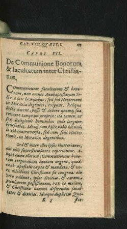 Caput VII. De Communione Bonorum & facultatum inter Christianos.