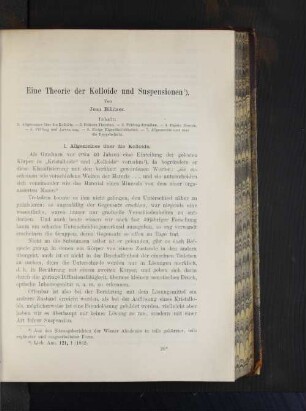 Eine Theorie der Kolloide und Suspensionen.