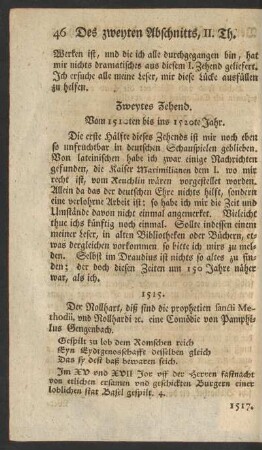 Zweytes Zehend. Vom 1510ten bis ins 1520te Jahr.