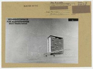 Wohnhochhaus für Alleinstehende. Berlin, Friedrichshain, Singerstraße/Lichtenberger Straße/Kleine Markusstraße