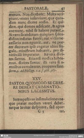 XXV. Pastor Quomodo Se Gerere Debeat Criminationibus Lacessitus