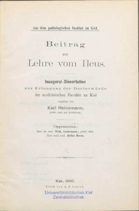 Beitrag zur Lehre vom Ileus