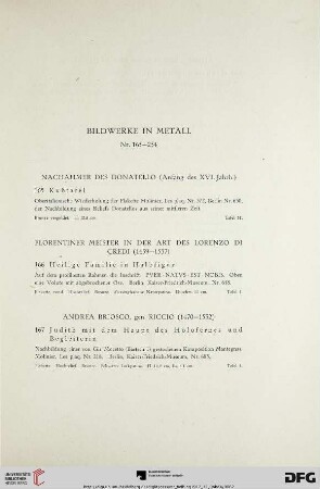 Bildwerke in Metall (Nr. 165-254)