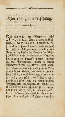 Vorrede zur Uibersetzung