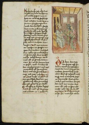 Prozessverfahren: Moses vertritt Christus vor Gericht, Belial die Höllengemeinde; erster Gerichtstag vor Salomo.