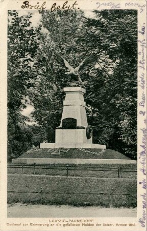 Leipzig - Paunsdorf: Denkmal zur Erinnerung an die gefallenen Helden der österr. Armee 1813