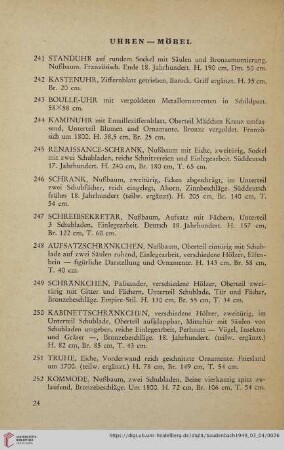 Uhren- Möbel (Nr. 241-272)