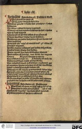 Sequuntur autoritates v libri politicorum Arestotelis.