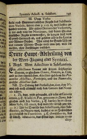Dritte Haupt-Abtheilung von der Wort-Fügung oder Syntaxi