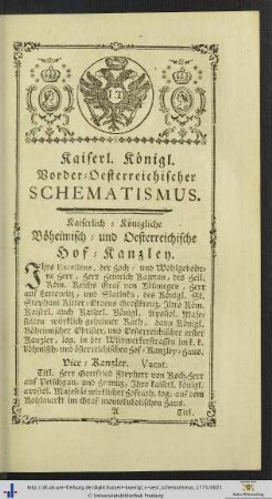 Kaiserlich-Königliche Böheimisch- und Oesterreichische Hof-Kanzley.